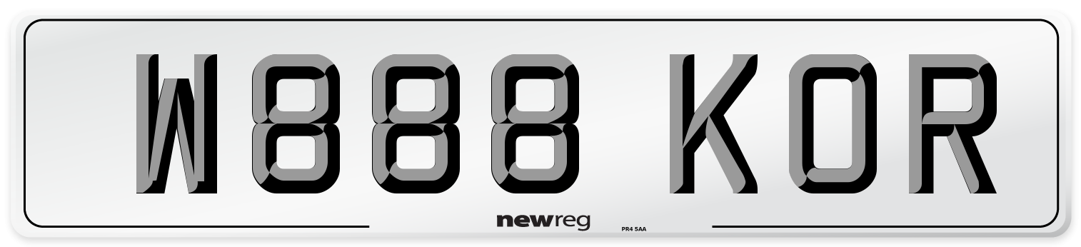 W888 KOR Number Plate from New Reg